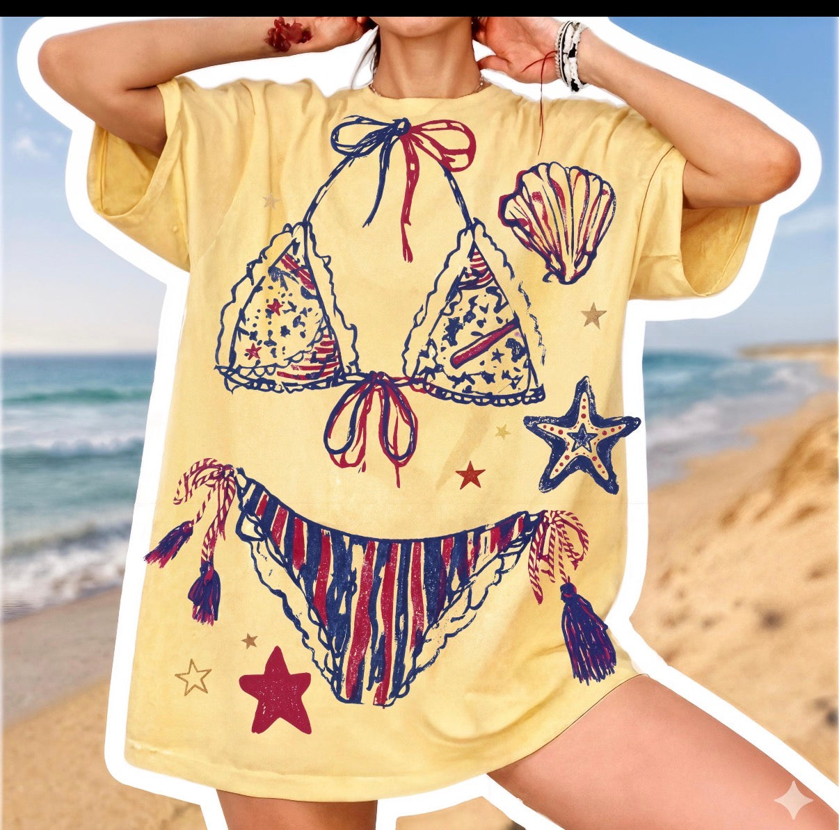 Patriotic Bikini Coastal Summer Retro Beach