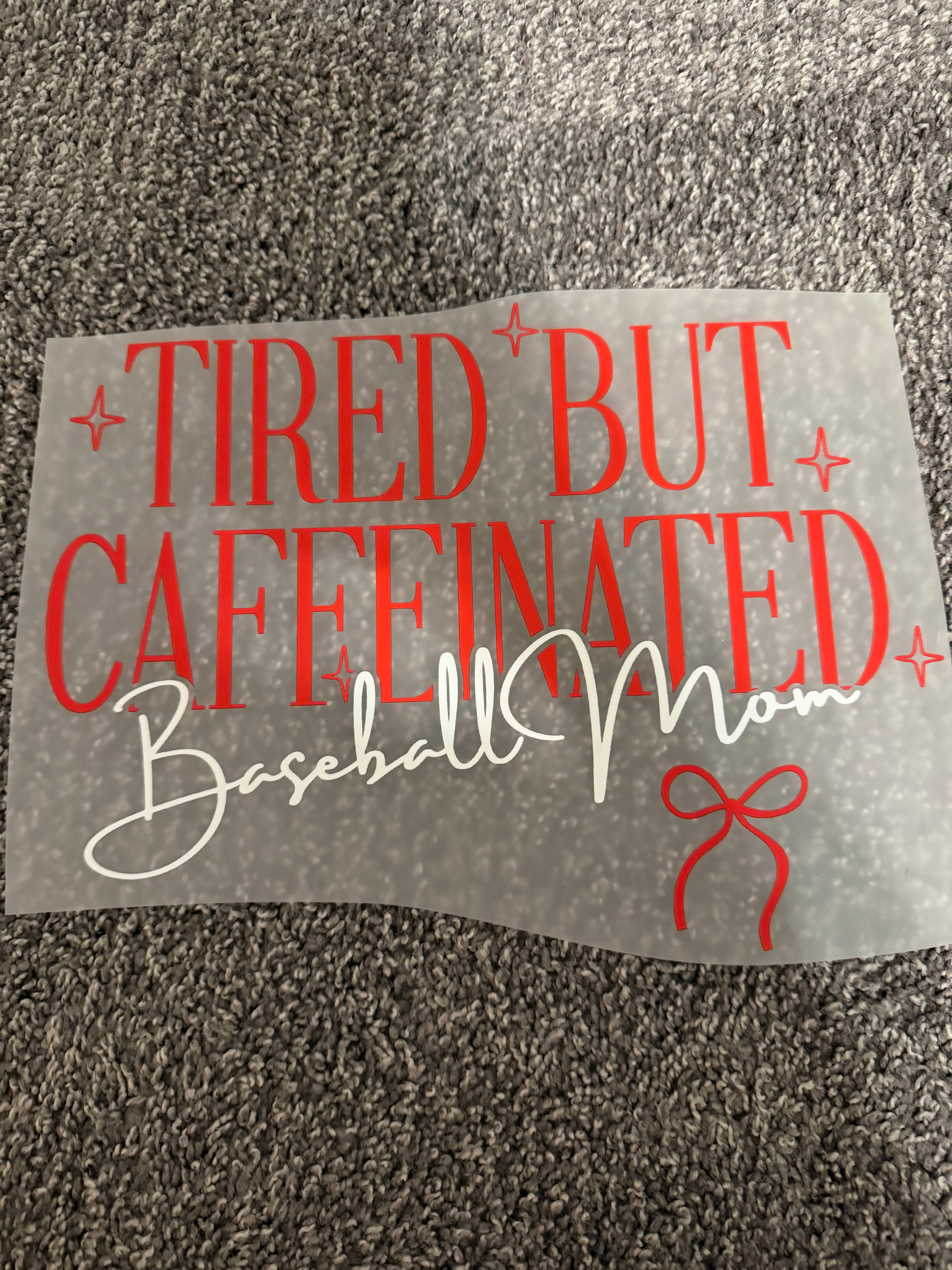 Tired caffeinated baseball mom