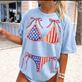 Patriotic Bikini 4th of July Swimsuit Red White Blue Summer Shirt