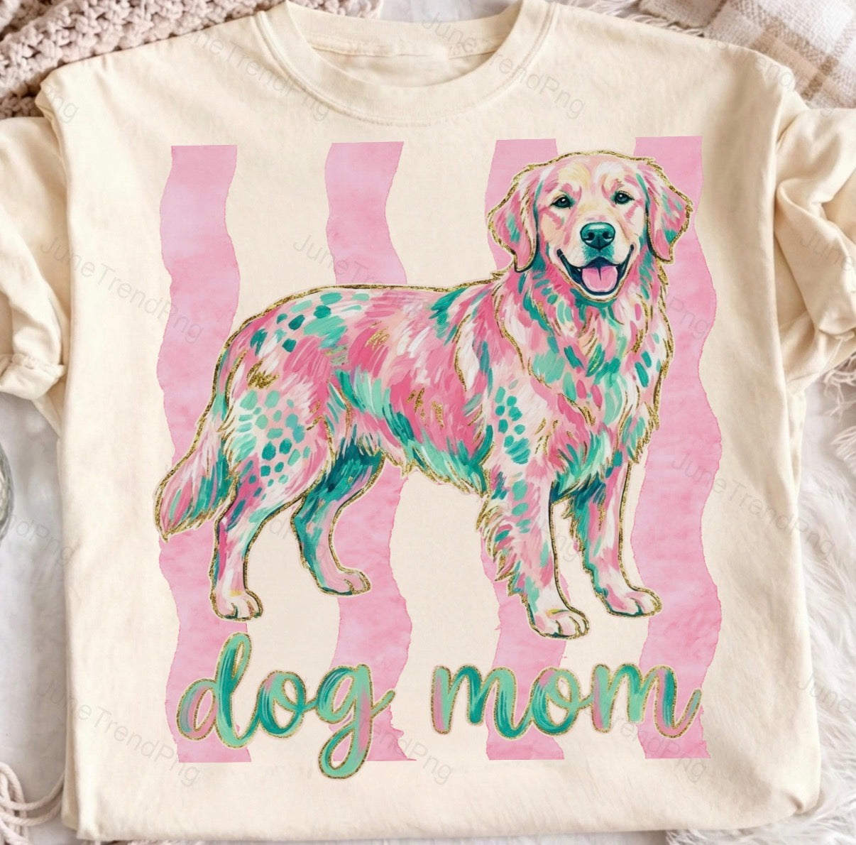 Whimsical golden retriever dog mom